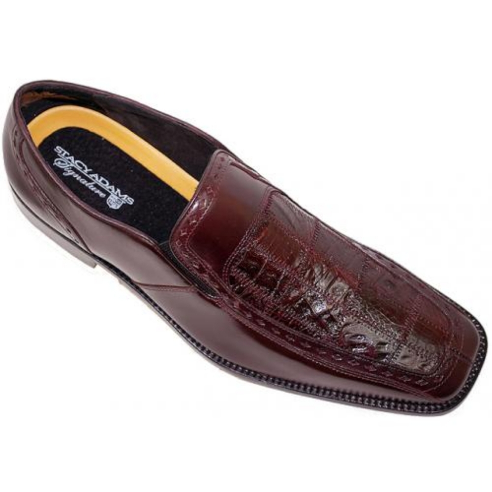Stacy Adams Signature "Galena" Wine Genuine Crocodile Loafers Size 8